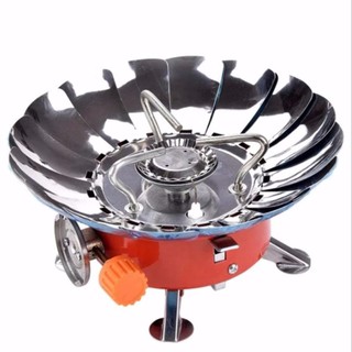 เตาแก๊สแบบพกพาเดินป่าแคมป์ปิ้ง พร้อมกระเป๋า Portable Windproof Camping Stove