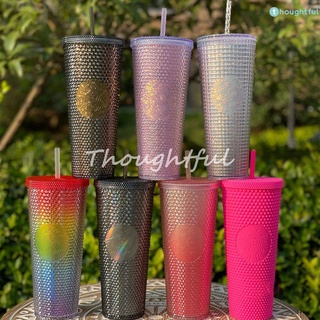 🔥พร้อมส่ง🔥starbucks cup ไทย starbucks หนาม แก้วสตาร์บัคส์ของแท้ สตาร์บัคส์ แก้ว หนามด้วยฟาง 24oz Diamond Studded Tumbler