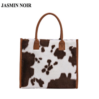 Jasmin Noir กระเป๋าถือกระเป๋าสะพายไหล่แฟชั่นสําหรับสตรีติดขนขนาดใหญ่