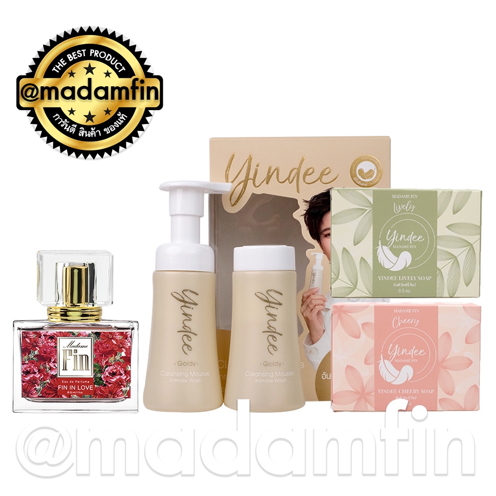 [เลือกกลิ่นได้] Madam Fin น้ำหอม มาดามฟิน : รุ่น Madame Fin Classic 1 ขวด + มูส Yindee 2 ขวด + สบู่ Yindee 2 ก้อน