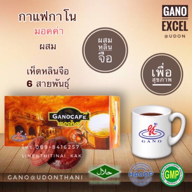 กาแฟกาโน มอคค่า ผสมเห็ดหลินจือ 1 กล่อง/15 ซอง