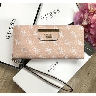 GUESS FACTORY WOMENS LONG WALLET กระเป๋าสตางค์ใบยาวรุ่นแนะนำหนังดีมีเทคเจอร์พิมพ์ลาย Signature เเบรนด์รอบใบ