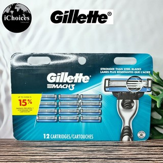 ใบมีดโกน ยิลเลตต์ มัคทรี 12 ชิ้น Gillette® Mach3® Mens Razor Blade Refills 12 Cartridges