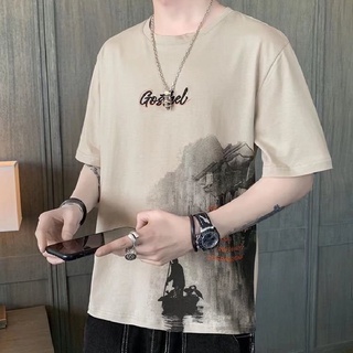 เสื้อยืดแขนสั้นลําลอง พิมพ์ลาย ทรงหลวม ขนาดใหญ่ สไตล์เกาหลี ฮิปฮอป สําหรับผู้ชาย