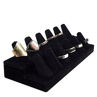 ADOROX : ADR106262* กล่องเก็บเเหวน Adorox Black Velvet Finger Ring Showcase