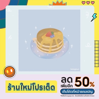 🥞honeybun pudding postcard🍓กระดาษโปสการ์ด การ์ดลายขนมแพนเค้กพร้อมน้องหมา สำหรับเขียนอวยพรหรือตกแต่งห้อง🥣