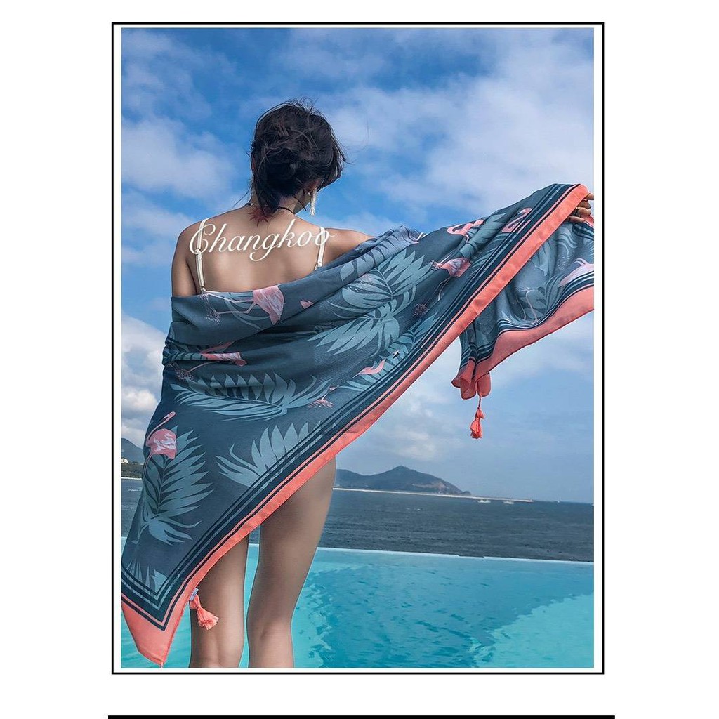 ผ้าพันคอ ผ้าคลุมไหล่ ผ้าพันคอและผ้าคลุมไหล่ ผ้าคลุมไหล่สไตล์โบฮีเมียน #ผ้าหนา กันแดด กันลม