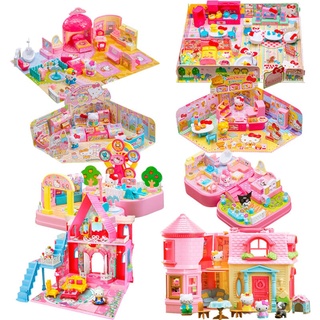 ของเล่นฟิกเกอร์การ์ตูน Hello Kitty Melody My Home Playground Corner Story Kt Cat สําหรับเด็ก