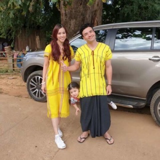 ชุดคู่กะเหรี่ยง #สีเหลือง #แบบดารา