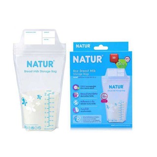 ซื้อ 3 กล่องคุ้มกว่า!! NATUR ถุงเก็บน้ำนมแม่ 1 กล่อง 10 ชิ้น ขนาด 8 ออนซ์