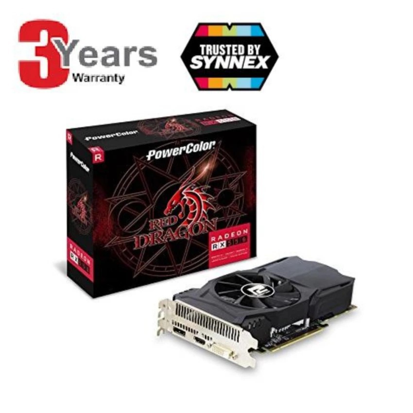 VGA (การ์ดแสดงผล) POWER COLOR RX 550 RED DRAGON OC [AXRX 550 2GBD5-DH] - 2GB GDDR5 ประกัน3ปี สินค้าม