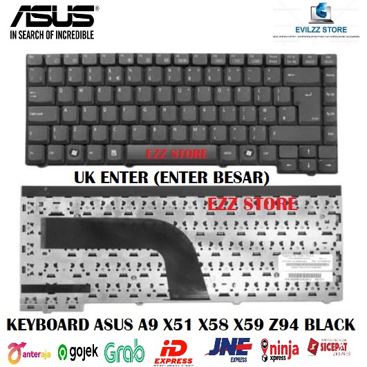 คีย์บอร์ด ASUS A9 A9T A9R A9RP X51 X51H X51RL X51R X58 X59 Z94 V011162ซีเอส1 09402001883 04GNF01KUS1
