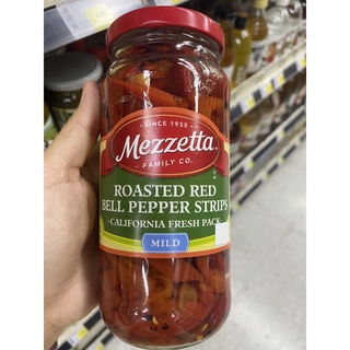 พริกหวานย่าง ฉีก ดองในน้ำส้มสายชู ตรา เมซเซตต้า 473 Ml. Deli - Sliced Roasted Bell Pepper Strips ( Mezzetta Brand )