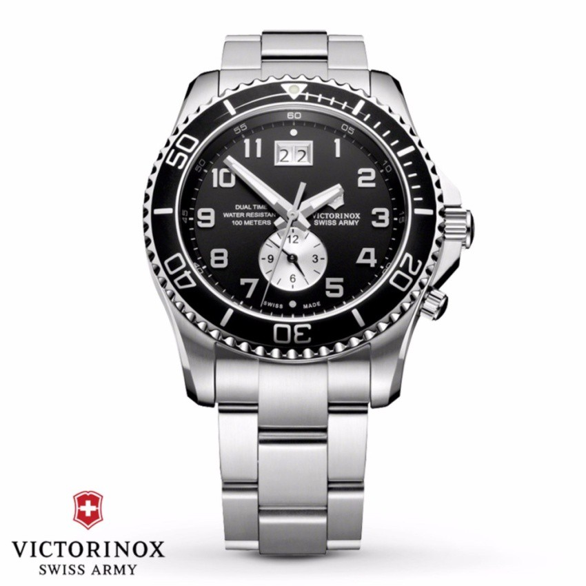 Victorinox Swiss Army นาฬิกาข้อมือผู้ชาย สายสแตนเลส รุ่น 241441 - Silver/Black รับประกัน 1 ปี ของแท้