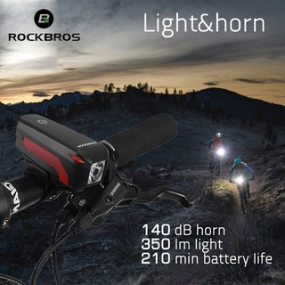 Rockbros ไฟจักรยาน 350 lm พร้อมแตร 140 dB แบตเตอรี่ 2000mAH IPX5 กันน้ํา