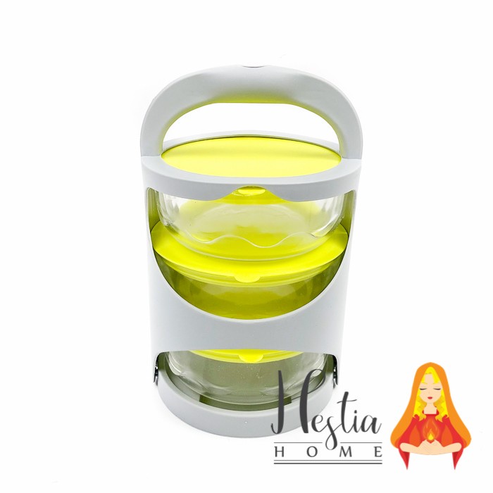 Tupperware กล่องใส่อาหาร 3 ชั้นแก้ว Pyrex ชามแก้วเกาหลี กล่องอาหารกลางวัน