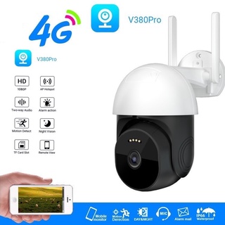 กล้องV380 PRO 4G SIM Security Camera With Light Sim Card CCTV Video Surveillance Alarm PTZ H.265Onvif AP Hotpot V380 Pro APP