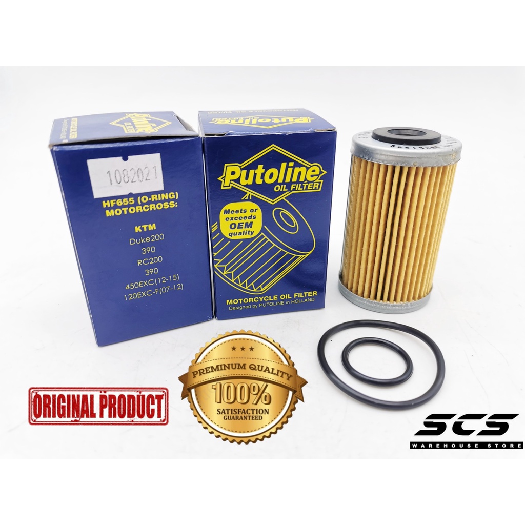 กรองน้ํามัน PUTOLINE HF655 มอเตอร์ KTM Duke200 Duke250 Duke390 RC200 RC250 RC390 RC Duke Pulsar NS20