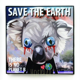 Koala โคอาล่า Save the earth รูปภาพ​ติด​ผนัง​ pop art Cartoon การ์ตูน กรอบรูป แต่งบ้าน ของขวัญ รูปภาพ