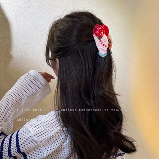 Hand-held gift rose acrylic hairpin wind shark clip personality temperament hair accessories funny back head grab clip f