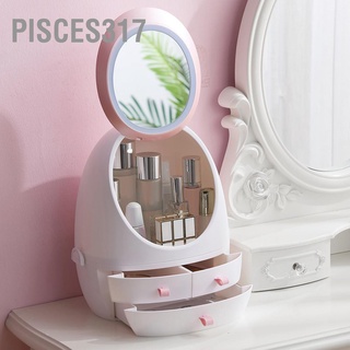 Pisces317 🎈🎈 กล่องลิ้นชักเก็บเครื่องสําอาง กล่องลิ้นชัก ชั่นวางของ กันฝุ่น สีขาว กล่องเก็บของน่ารักๆ พร้อมกระจก 🌸 พร้อมส่ง 🌸