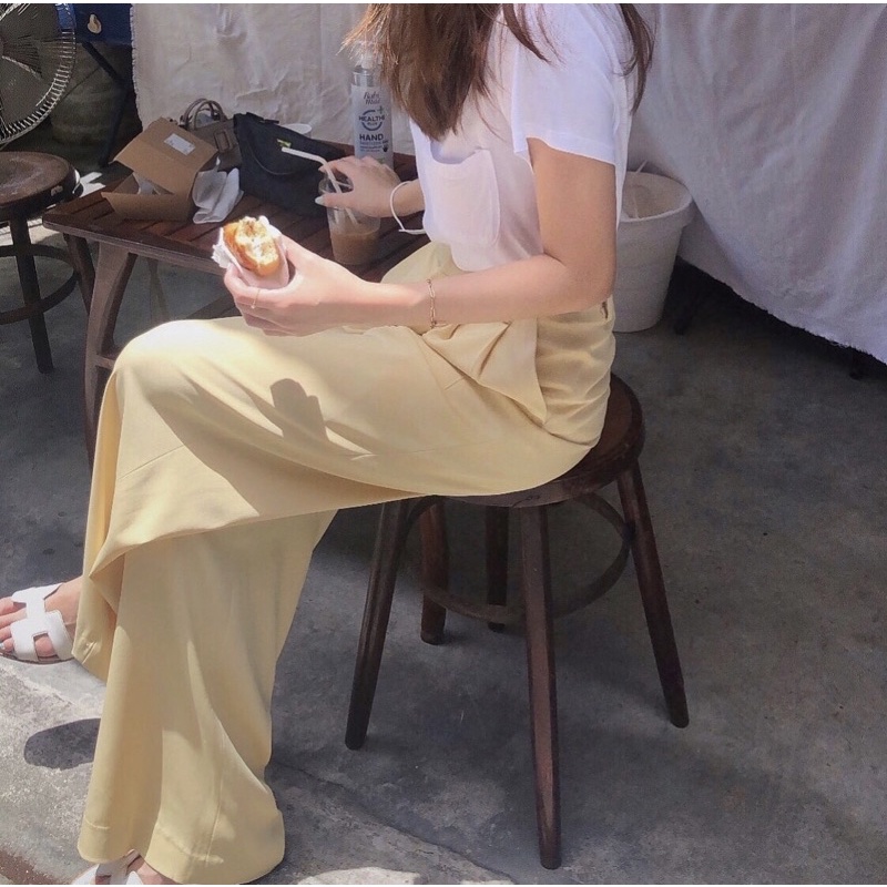 (used) wokeandwise.co: ww pants size m in butter