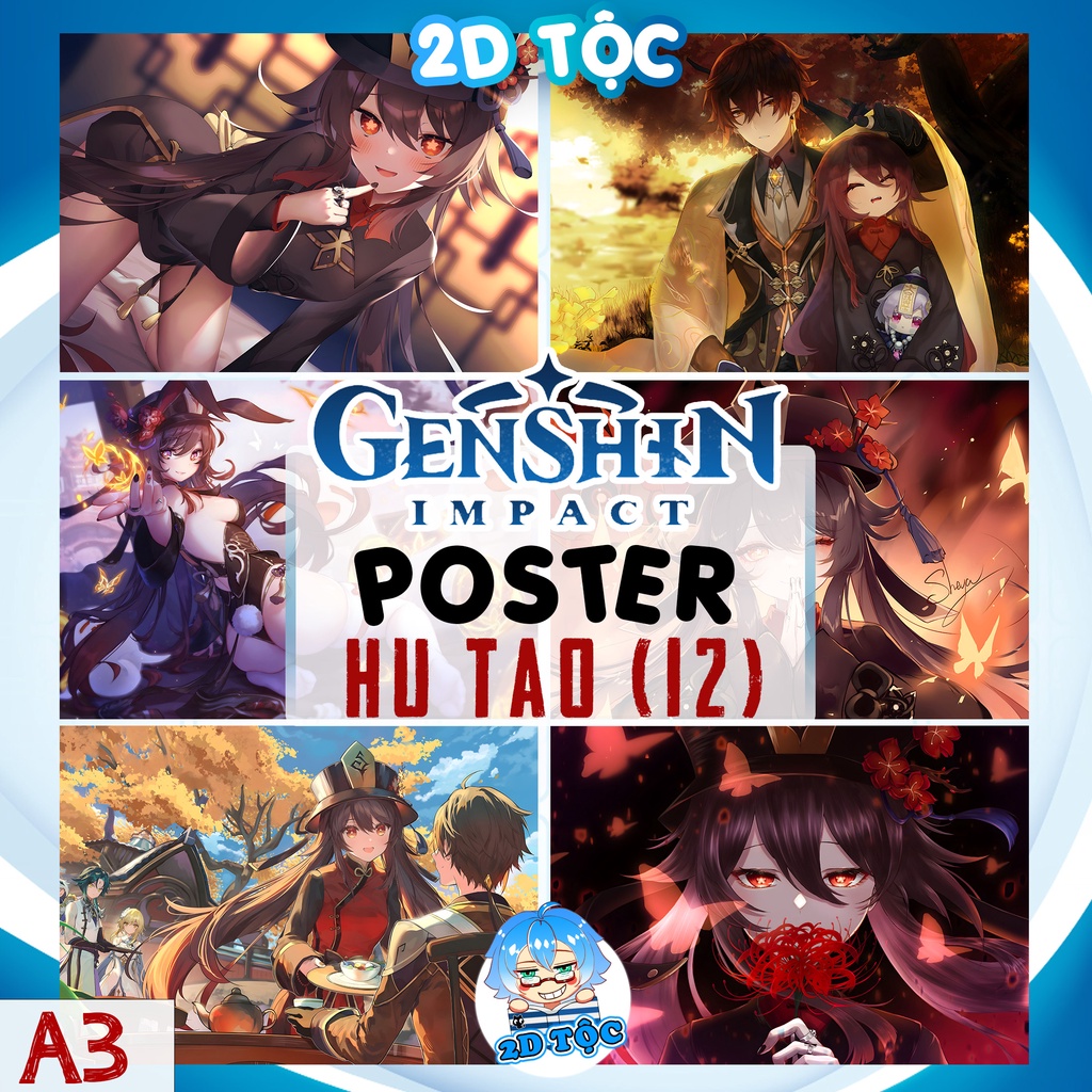 A3 HU TAO HuTao โปสเตอร์สี (12) GENSHIN IMPACT กระดาษคุณภาพสูง MATRIAL - 2D SHOP