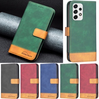 เคสโทรศัพท์หนัง Pu นิ่ม ฝาพับ พร้อมช่องใส่บัตร ตั้งได้ สไตล์เรโทร หรูหรา สําหรับ Samsung Galaxy A23 A13 5G A33 A53 M33 M53 M23 A03 A02S A03S A13 4G