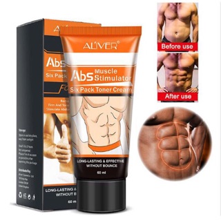 Aliver ABS Muscle Stimulator six Pack Toner Cream 60ml. เจลครีมกระชับกล้ามเนื้อ กระตุ้นกล้ามเนื้อ ลดการผลิตไขมัน