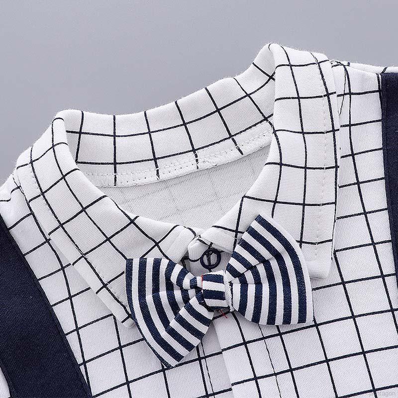 Fashion Baby Boy Gentleman Clothes Long Sleeve Plaid Printing Fake
