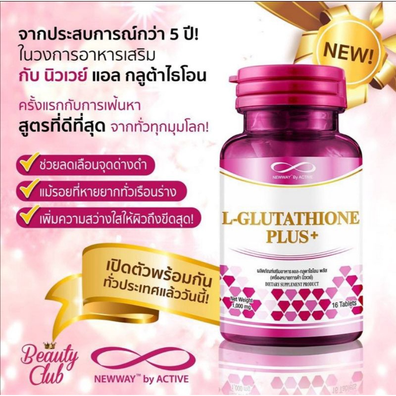 (Newway)​แท้​💯​ L-Glutathione Plus+  กูลต้​า​ ผิวขาวกระจ่างใส​ ดาราก็ทาน​ (ใช้ทานคู่กับคอลลาไวท์)​