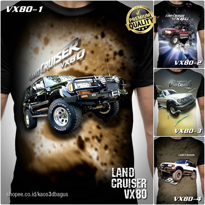LAND CRUISER VX 80 รถเสื้อยืด Toyota Land Cruiser VX Series PREMIUM เสื้อยืด COOL ยานยนต์ Distro