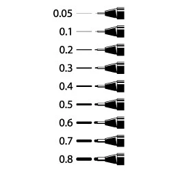 Uni Pin Technical ปากกาหมึกเจลสีดํา ( 0 . 05 มม . - 0 . 8 มม . )