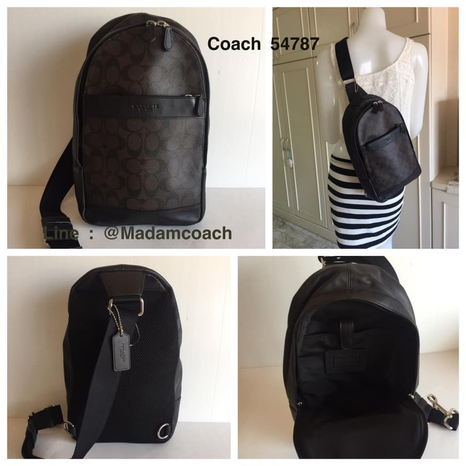พร้อมส่ง Coach 54787 Men's Leather Charles Pack Sling Backpack Bag Mahogany Brown ของแท้