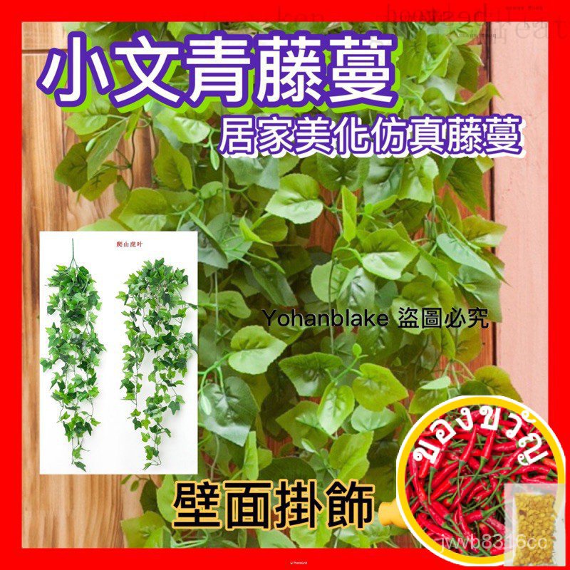 ❤️ปลอมเถา❤️บ้าน Xiaowenqing เถาวัลย์จำลองบ้านเถาวัลย์จำลองไม้เลื้อยสีเขียวใบเขียวแขวนผนัง พืชเถาปลอม ไอวี่ ต้นไม้ปลอม หญ