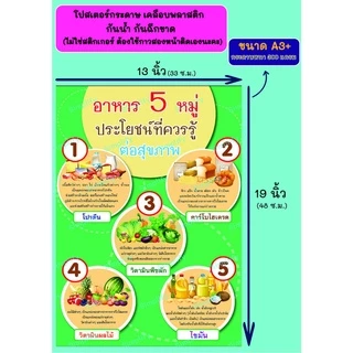 โปสเตอร์ อาหาร 5 หมู่ประโยชน์ที่ควรรู้ต่อสุขภาพ