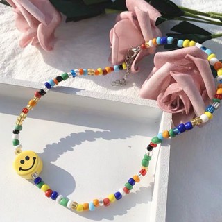 พร้อมส่ง สร้อยลูกปัด Smiley Choker งาน Handmade สร้อยลูกปัดยิ้ม