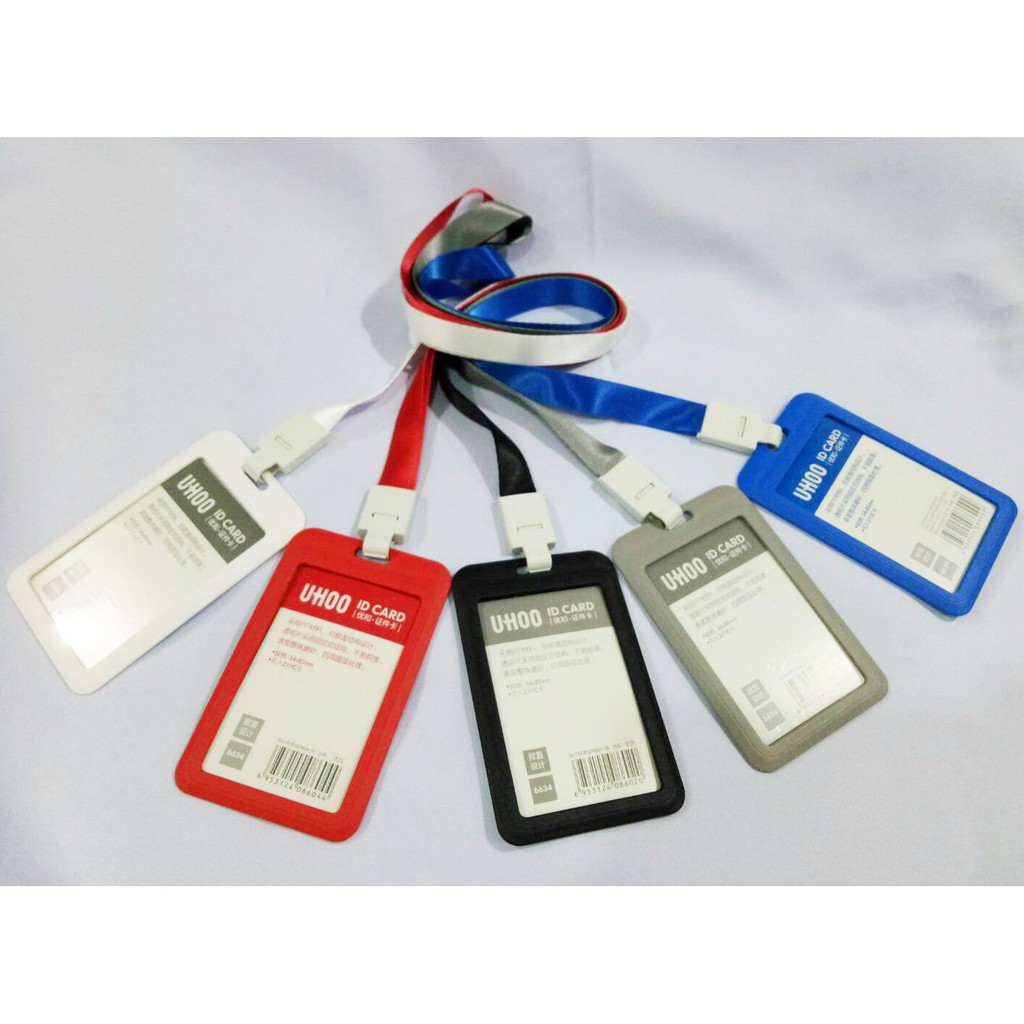 กรอบพลาสติกทึบสีแนวตั้ง พร้อมสายคล้องบัตร Uhooกรอบใส่บัตรพนักงาน