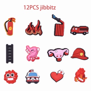 10 ชิ้น การ์ตูน รถดับเพลิง Lifeguard jibitz croc อุปกรณ์เสริมทางการแพทย์ ชุด jbt Charm ชุด Jibbit Pin สําหรับเด็ก หัวเข็มขัดตกแต่งรองเท้า