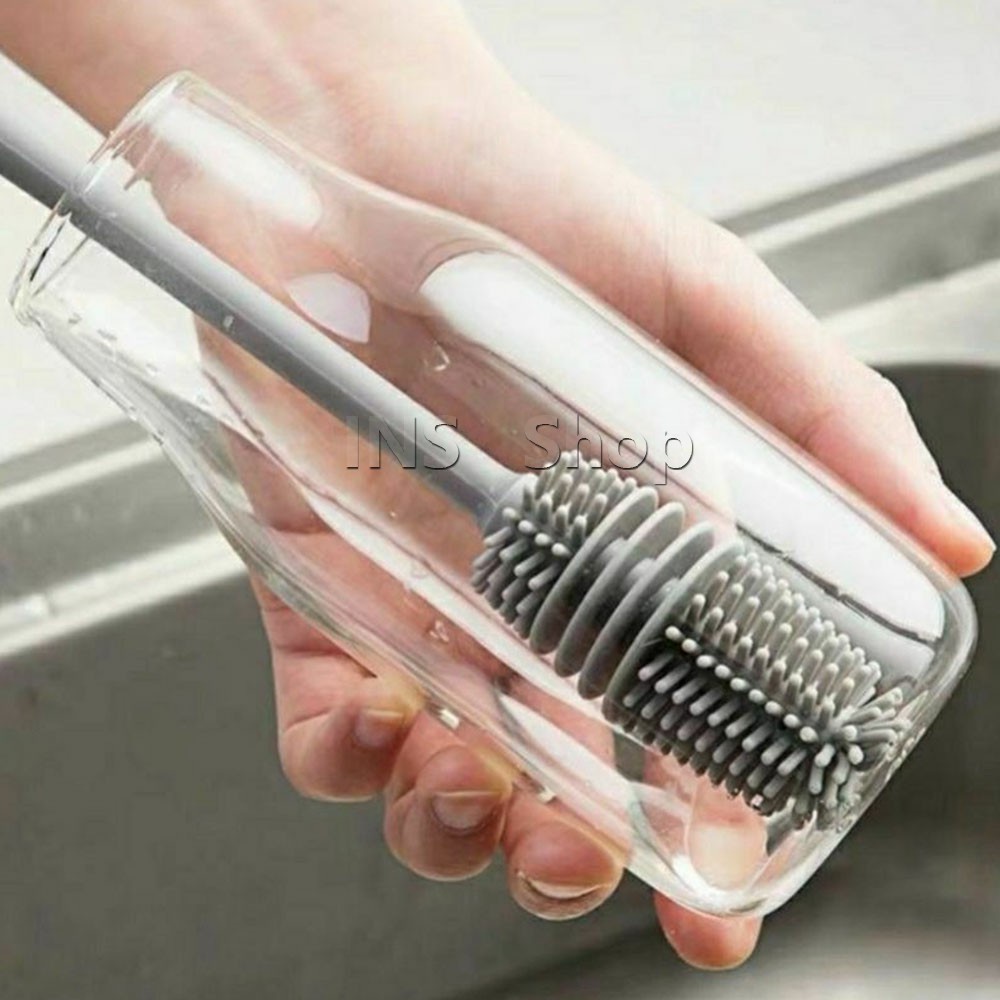 แปรงล้างขวด ซิลิโคน แปรงล้างขวดด้าม ยาว 32 cm อุปกรณ์ล้างขวดนม  พร้อมส่ง Bottle brush