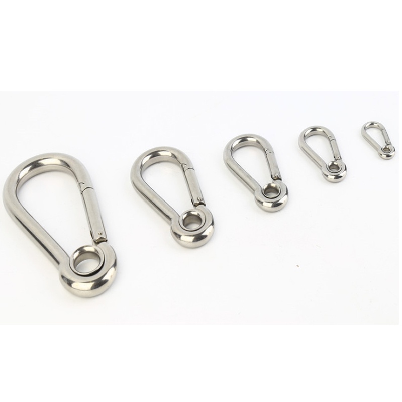 1-5Pc M4 M5 M6 M7 M8 M9 M10 Carabiner Hook ตาไก่สปริงหัวเข็มขัดเกลียวยึดประกันเข็มกลัดพวงกุญแจ 304SS