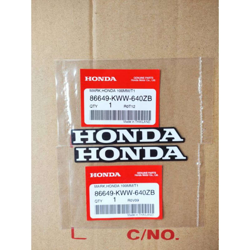 86649-KWW640ZB/2สติ๊กเกอร์HONDAแท้100มม.ติดครอบข้างตัวถังเวฟ110iปี2009-2018,แพค2ชิ้น