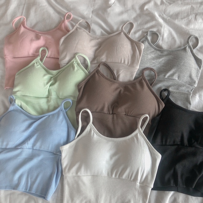(กดซื้อที่ช้อปปี้วิดีโอ ลด 50%) 28TOP90 // เสื้อสายเดี่ยว เว้าหลัง เสริมฟองน้ำ
