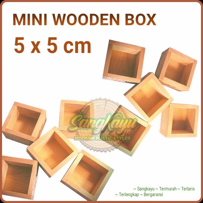 Wood 5x5 กล่องใส่เครื่องประดับ กล่องเก็บไม้อเนกประสงค์ - MAHOGONY WOOD, 5 x 5 x 2 Cm