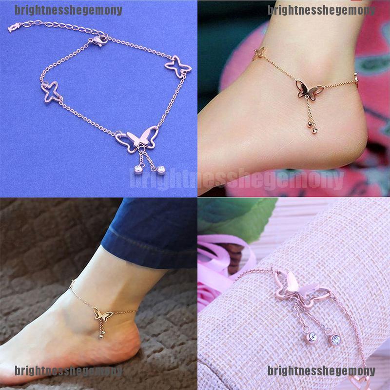 BMTH Beach Foot Chain Rose Gold Butterfly Charm Anklet Bracelet adore
