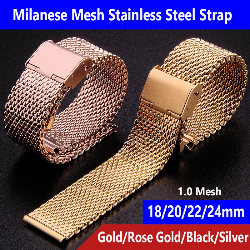 Milanese Loop สายนาฬิกาข้อมือสเตนเลสตาข่าย 18/20/22/24 มม. สําหรับผู้หญิง ผู้ชาย