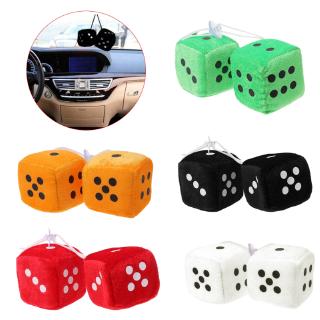 ลูกเต๋าลายจุด fuzzy dice 1 คู่สําหรับแขวนตกแต่งรถยนต์