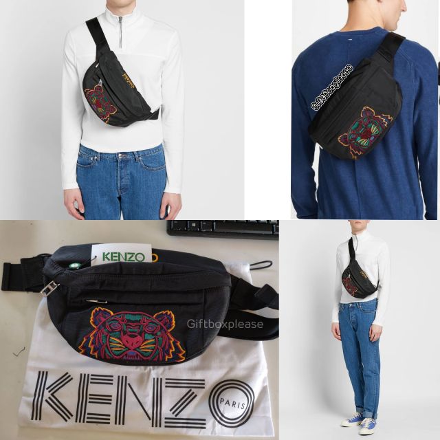 KENZO Belt bag กระเป๋าคาดอก คาดเอว รุ่นใหม่สีดำลายหน้าเสือ