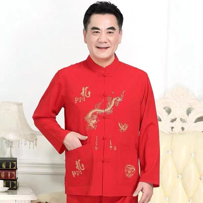 TZ-06จีนแบบดั้งเดิมผู้ชายเสื้อผ้ากลิ่นฉุนชุดเย็บปักถักร้อยมังกรเสื้อท็อปส์ประเดิมบุรุษเสื้อคอจีน ประเทศ - นานาชาติ
