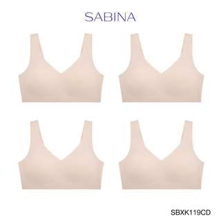 Sabina ซาบีน่า เสื้อชั้นใน (ไม่มีโครง) (Set 4 ชิ้น) รุ่น Seamless Fit รหัส SBXK119CD สีเนื้อเข้ม